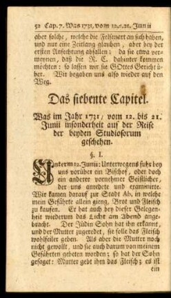 Das siebente Capitel. Was im Jahr 1731, vom 12. bis 21. Junii ... geschehen.