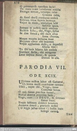 Parodia VII. Ode XCIX.