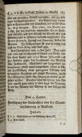 Das 4. [i.e.2.] Capitel. Fortsetzung der Nachrichten von der Staatsveränderung in Rusland.