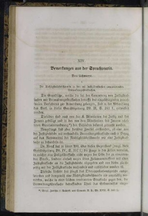 XIV. Bemerkungen aus der Spruchpraxis