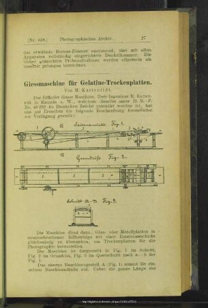 Giessmaschine für Gelatine-Trockenplatten