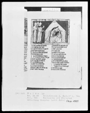 Rudolf von Ems, Weltchronik — Ermordung Siseras, Folio 172recto