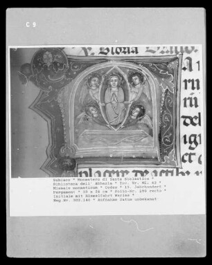Missale monasticum — Initiale mit Himmelfahrt Mariae, Folio 259 recto