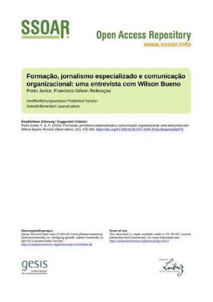 Formação, jornalismo especializado e comunicação organizacional: uma entrevista com Wilson Bueno