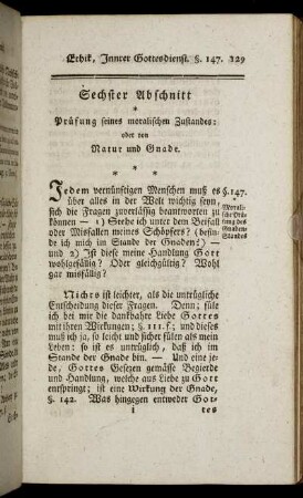 Sechster Abschnitt Prüfung seines moralischen Zustandes: oder von Natur und Gnade.