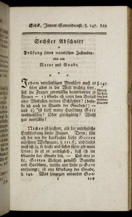 Sechster Abschnitt Prüfung seines moralischen Zustandes: oder von Natur und Gnade.
