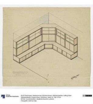 Herrenzimmer, Bücherschrank, Maßperspektive (Auftrag Klein)