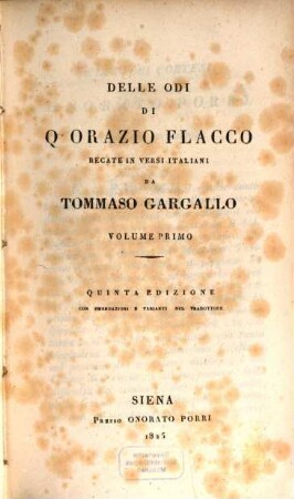 Delle opere di Q. Orazio Flacco, 1. CLXIII, 149 S. : 1 Ill.