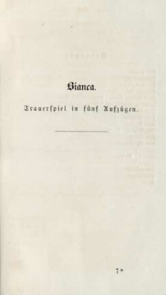 Bianca. Trauerspiel in fünf Aufzügen