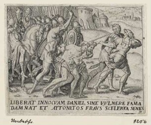 Wegführung der beiden Alten zum Richterplatz, Blatt 6 der Folge "Susanna und die beiden Alten"