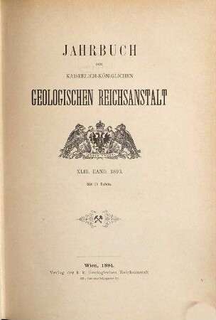 Jahrbuch der Geologischen Reichsanstalt. 43. 1893. - 1894