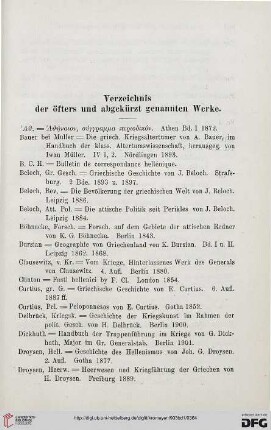 Verzeichnis der öfters und abgekürzt genannten Werke