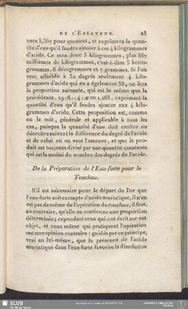 De la Préparation de l'Eau-forte pour le Touchau