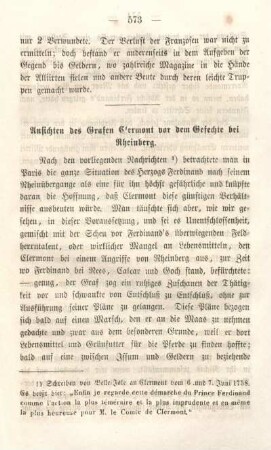 Ansichten des Grafen Clermont vor dem Gefechte bei Rheinberg.