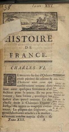 Histoire de France Depuis L'Etablissement De La Monarchie Jusqu'au Regne De Louis XIV, 13