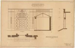 Bestelmeyer, German; Cambridge (Massachusetts, USA); Germanisches Museum der Harvard University - Westfassade, Portal und Kreuzgang (Detail; Ansicht; Schnitte)
