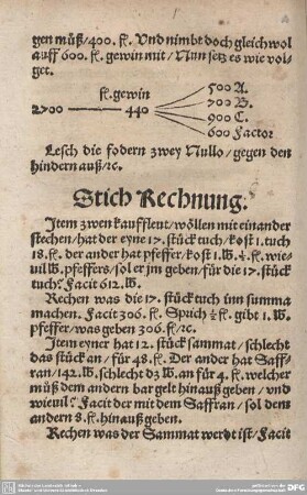 Stich Rechnung.