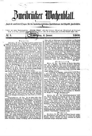 Zweibrücker Wochenblatt. 1866