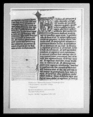 Lüneburger Bibel — Initiale E (t factum est), darin verwundet Alexander Känig Darius