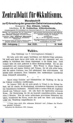 11. Heft (Mai 1920)