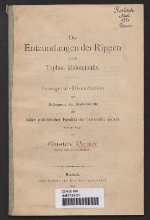 Die Entzündungen der Rippen nach Typhus abdominalis