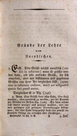 Mathematische Anfangsgründe, 3,2. Anfangsgründe der Analysis des Unendlichen