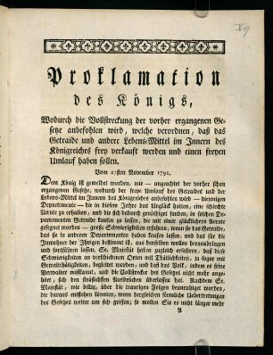 1-7, Proklamation des Königs,...