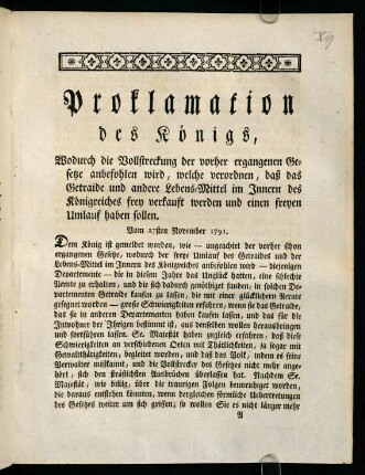1-7, Proklamation des Königs,...