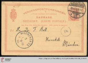 Briefe von Johan L. Heiberg an Franz Boll: Karte von Johan L. Heiberg an Franz Boll