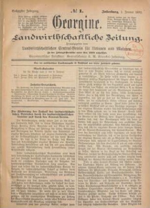 Sechzigster Jahrgang. No. 1. Insterburg, 1. Januar 1892.
