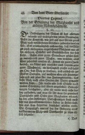 Viertes Capitel. Von der Erbauung des Malzhauses und anderer Nebenbehältnisse.