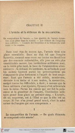 Chapitre II: L'armée et la défense de la monarchie
