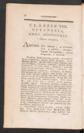 Classis VIII. Octandria. Ordo, Monogynia.