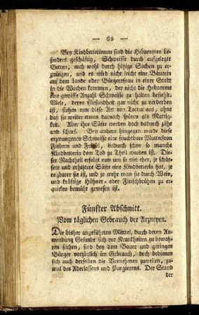 Fünfter Abschnitt. Vom täglichen Gebrauch der Arzneyen.