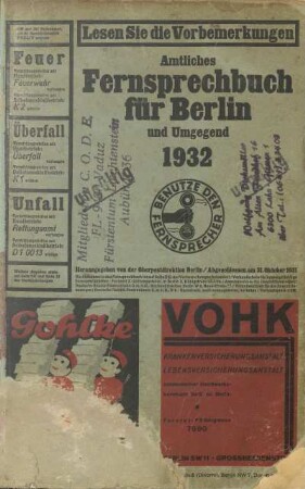 1932: Amtliches Fernsprechbuch für Berlin
