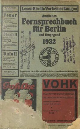 1932: Amtliches Fernsprechbuch für Berlin