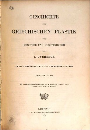 Geschichte der griechischen Plastik : für Künstler und Kunstfreunde, 2