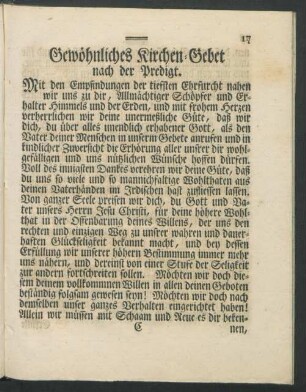 Gewöhnliches Kirchen-Gebet nach der Predigt