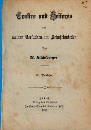 Aus meinen Versuchen im Reimschmieden, 3