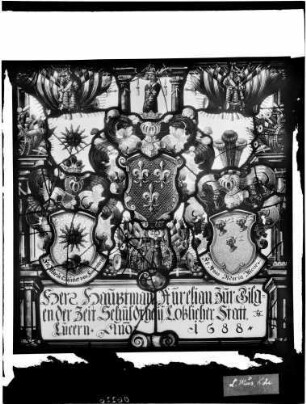 Karlsruhe Schloss - Badisches Landesmuseum Glasmalerei Wappenscheibe (1688)