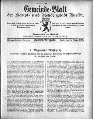 Sonder-Ausgabe, 29. Oktober 1916