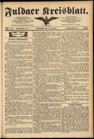 Zweite Ausgabe vom Samstag, den 06. Dezember 1902.