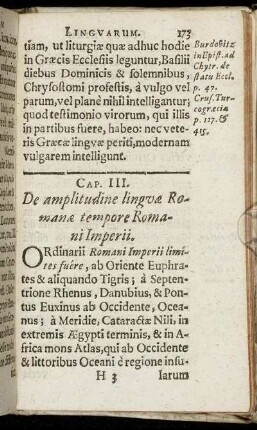 Cap. III. De amplitudine linguæ Romanæ tempore Romani Imperii.