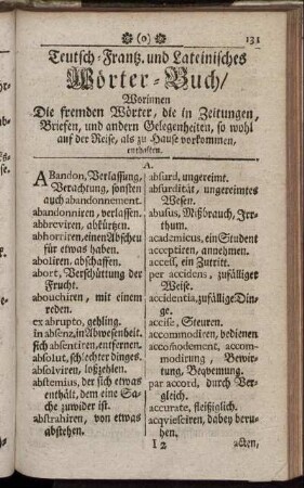 Teutsch-Franz. und Lateinisches Wörter-Buch