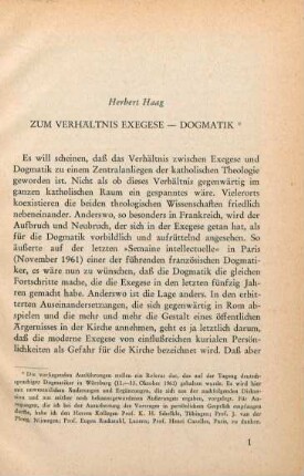 1-22 Zum Verhältnis Exegese - Dogmatik