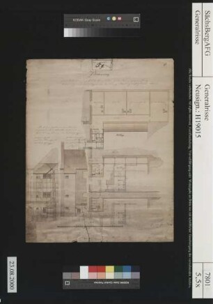 Oberbergamts -, Oberhüttenamts - und Oberzehntenamtsgebäude Freiberg, Kirchgasse 11; Anbau neuer Abtritte und bisher existierender Leiterschuppen