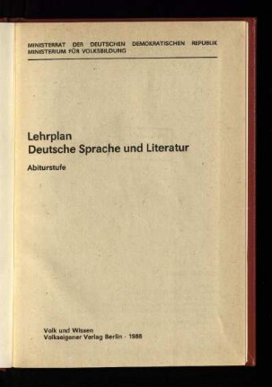 1988: Abiturstufe
