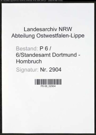 Heiratsregister Standesamt Dortmund-Hombruch (XXIII)