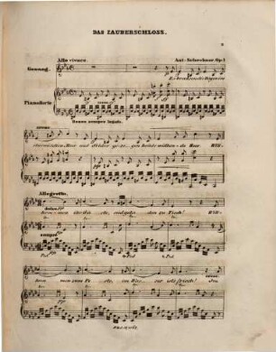 Das Zauberschloss : Wort und Tondichtung für eine Singstimme mit Begleitung des Piano-Forte ; op. 1