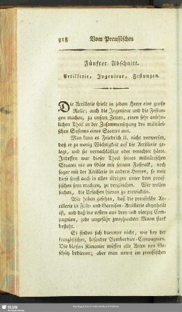 Fünfter Abschnitt. Artillerie, Ingenieur, Festungen